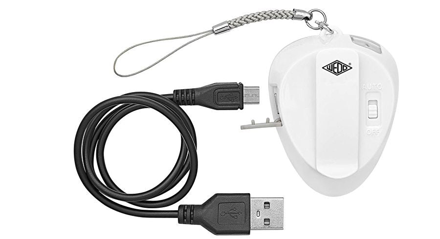 Wedo Anklippbare Taschenlampe 205 265400 – Akkubetrieb, USB-aufladbar, 6,3 cm – Weiss