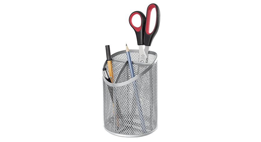 Wedo Stifteköcher – 3 Fächer, silber, Metall, Ø 110 × H 147 mm