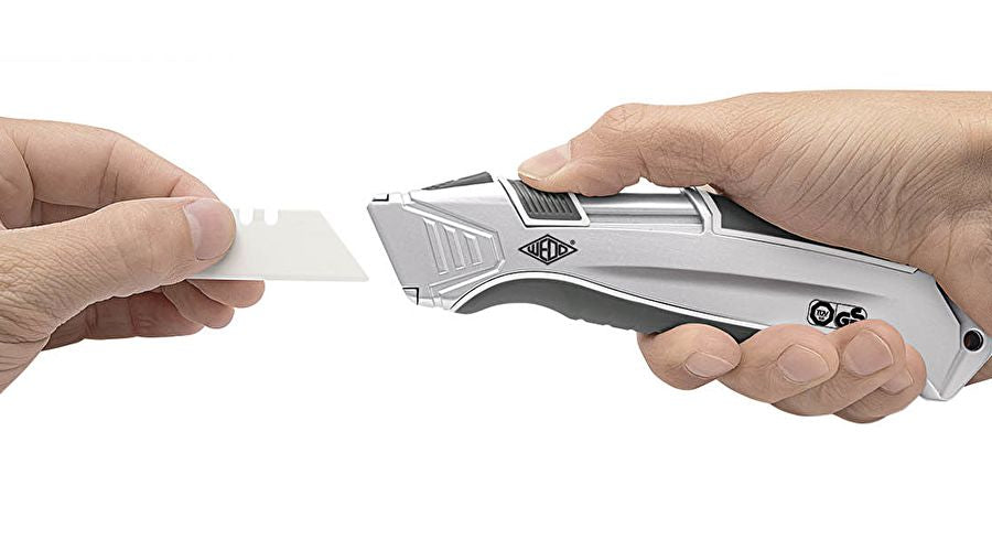 Wedo CERA – Sicherheitsmesser mit 19 mm Trapezklinge, Aluminium, Keramikklinge, Silber
