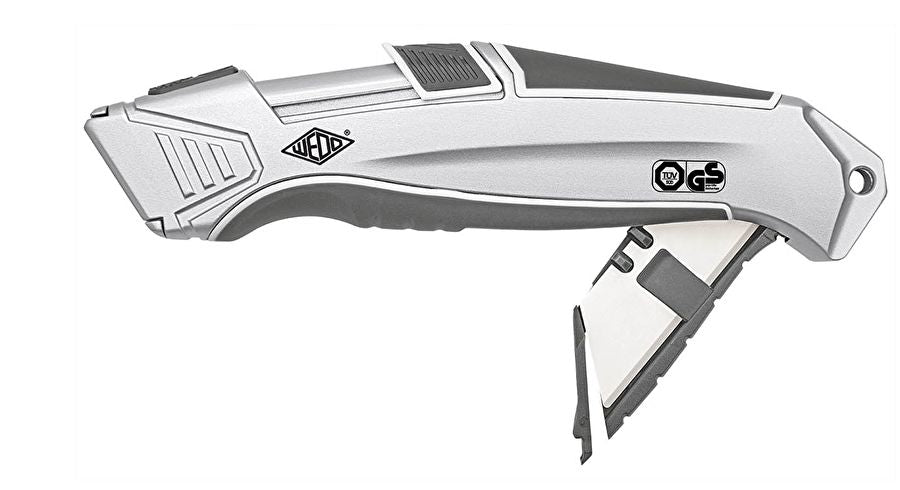 Wedo CERA – Sicherheitsmesser mit 19 mm Trapezklinge, Aluminium, Keramikklinge, Silber