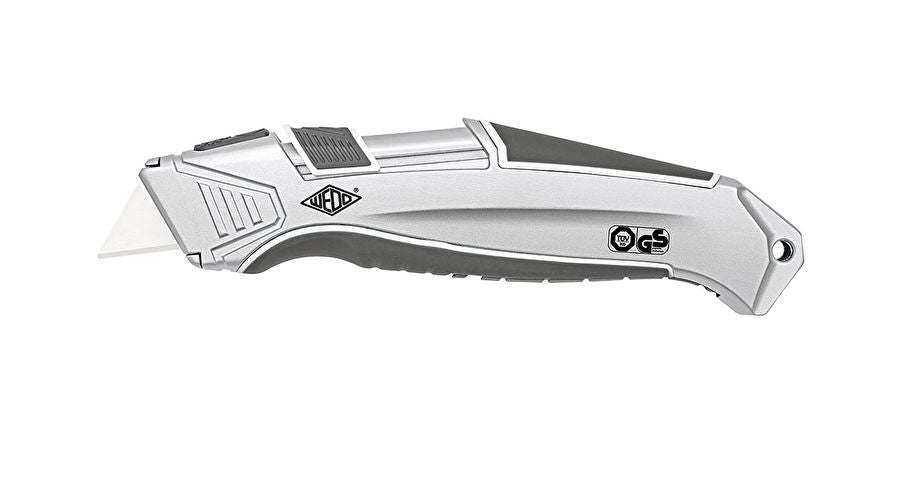 Wedo CERA – Sicherheitsmesser mit 19 mm Trapezklinge, Aluminium, Keramikklinge, Silber