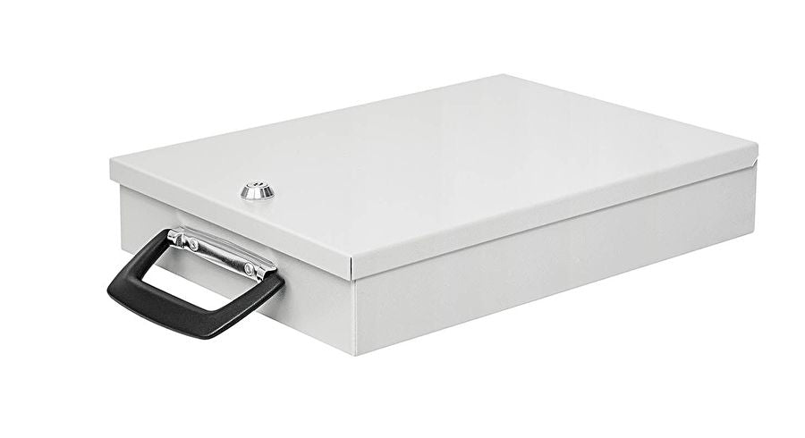 Wedo Dokumentenkassette – mit Schlüssel – 35,5 × 26 × 6,7 cm – Weiss – Stahl