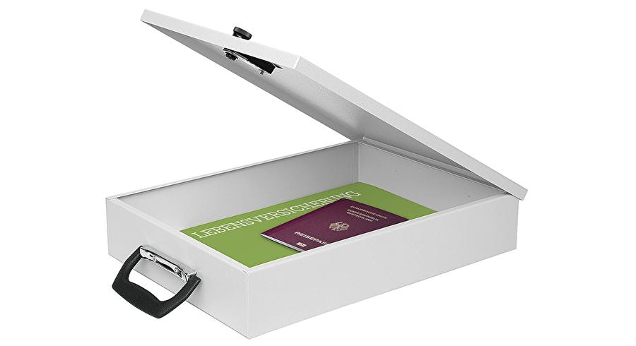 Wedo Dokumentenkassette – mit 3-stelligem Zahlenschloss, Stahl, lichtgrau, 355 × 260 × 67 mm