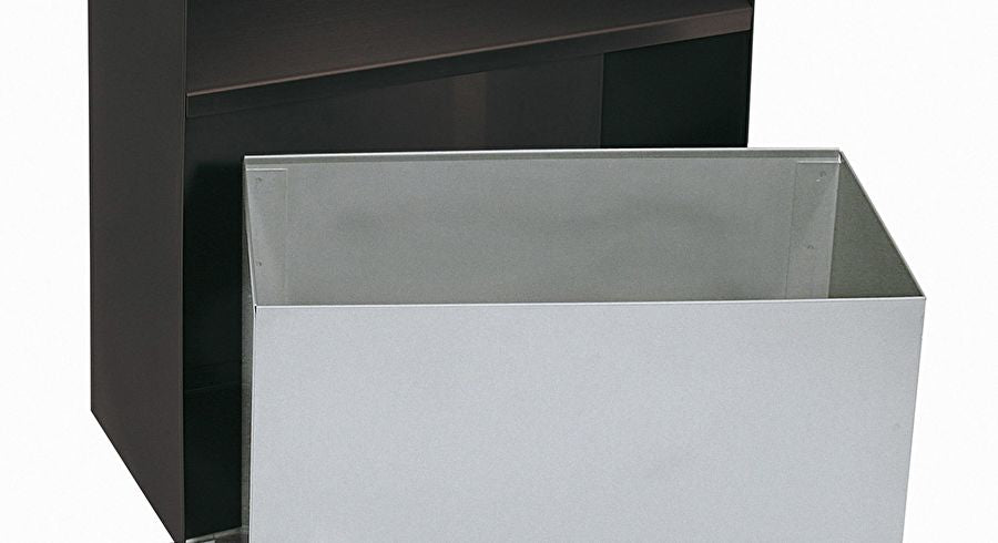 Wedo Wandaschenbecher – 6,8 l – Edelstahl, rechteckig – Wetterschutzdach, mit Schloss – Wandmontage