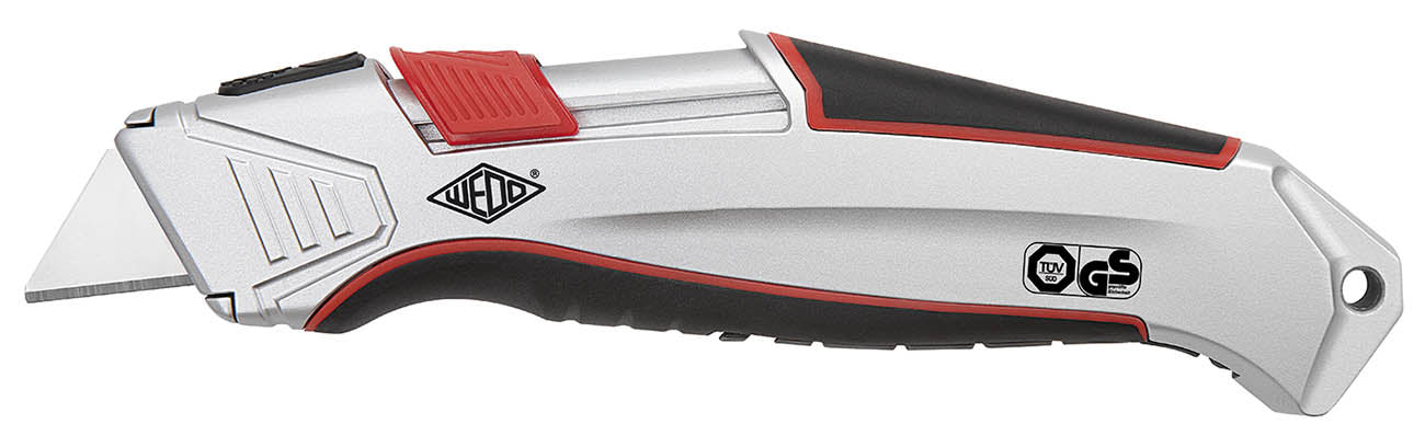 Wedo Safety-Cutter ALU – Einziehbares Trapezmesser 19 mm, Aluminiumgehäuse, mit Sperre