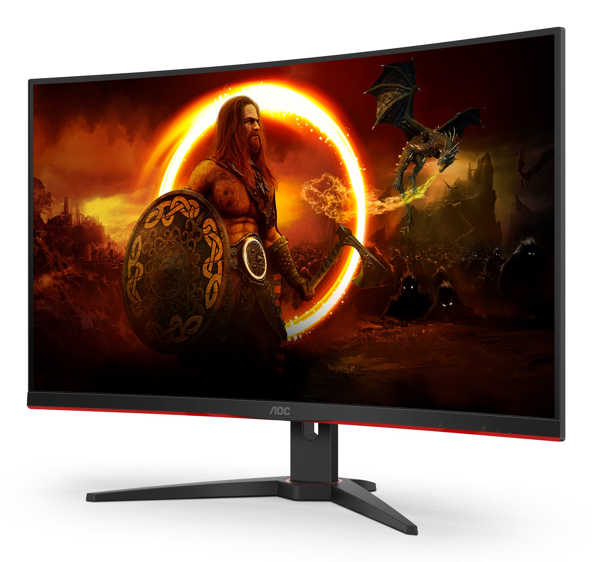 AOC C32G2ZE/BK – Monitor, 31,5", VA, 240 Hz, 300 cd/m², Gebogen, FreeSync, VESA 100 × 100, Rot