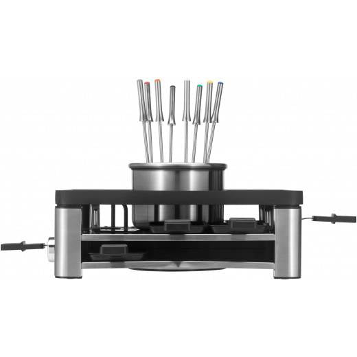 WMF Lumero Raclette-Kombi 0415480011 – 8 Personen, 1800 W, Aluguss-Grillplatte – Schwarz/Edelstahl