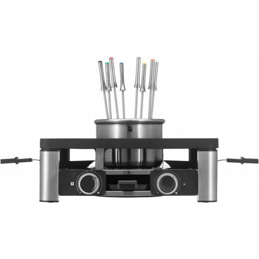 WMF Lumero Raclette-Kombi 0415480011 – 8 Personen, 1800 W, Aluguss-Grillplatte – Schwarz/Edelstahl