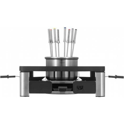 WMF Lumero Raclette-Kombi 0415480011 – 8 Personen, 1800 W, Aluguss-Grillplatte – Schwarz/Edelstahl