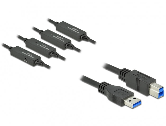 DeLOCK USB-Kabel, USB-A zu USB-B, 20 m, USB 3