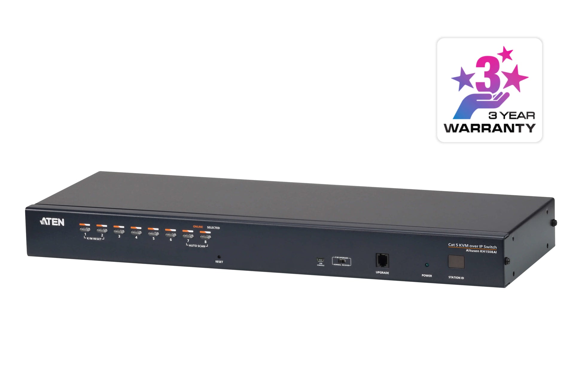 ATEN KVM-Switch, 8×1, VGA, IP (TCP/IP), 1920×1200, 60 Hz, USB-Hub