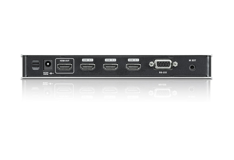 ATEN HDMI Switch, 4× HDMI In / 1× HDMI Out, 4K@60 Hz, 15 m, HDCP 2.2, RS-232, Fernbedienung
