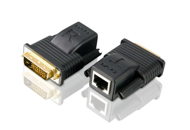 ATEN MiniExtender – DVI-D Extender-Set, über Cat5e, 1× DVI-Eingang / 1× DVI-Ausgang, 1080p, 20 m, HDCP, Schwarz