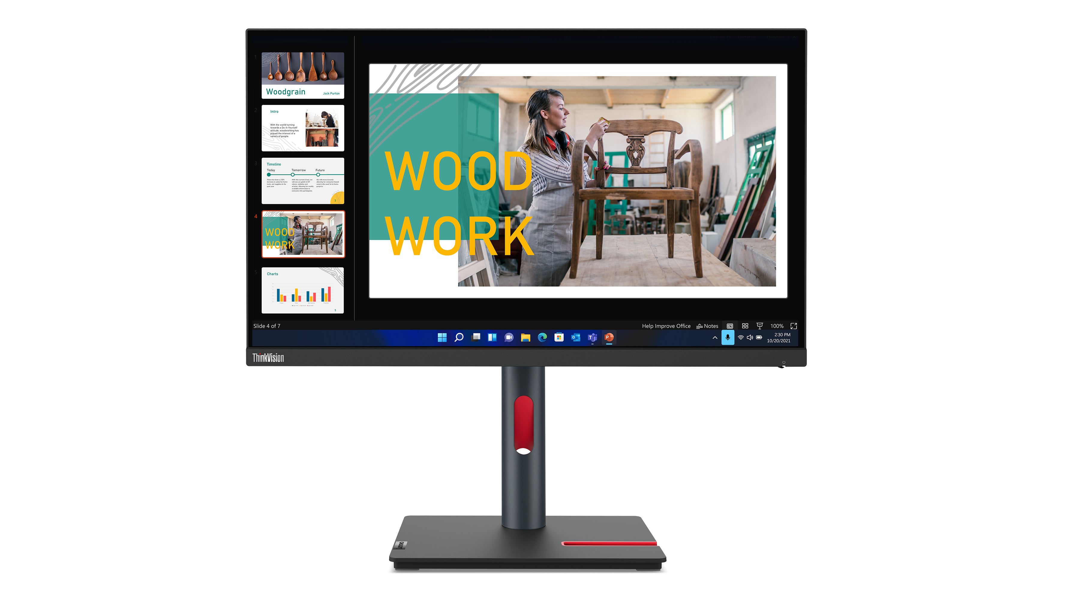 Lenovo ThinkVision P24q-30 – Monitor, 23,8", IPS, 60 Hz, 300 cd/m², USB-C, VESA 100 × 100