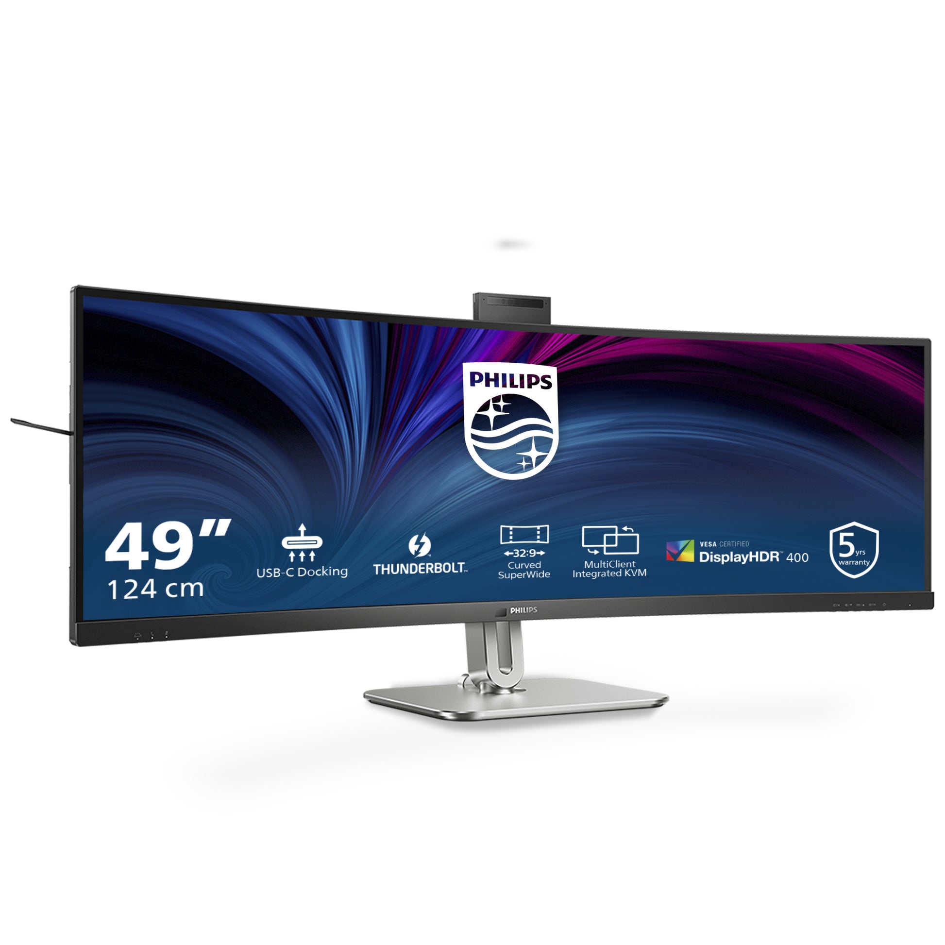 Philips 49B2U6903CH/00 – Monitor, 48,8" 5120 × 1440 (Dual QHD), VA, 450 cd/m², Webcam, Schwarz