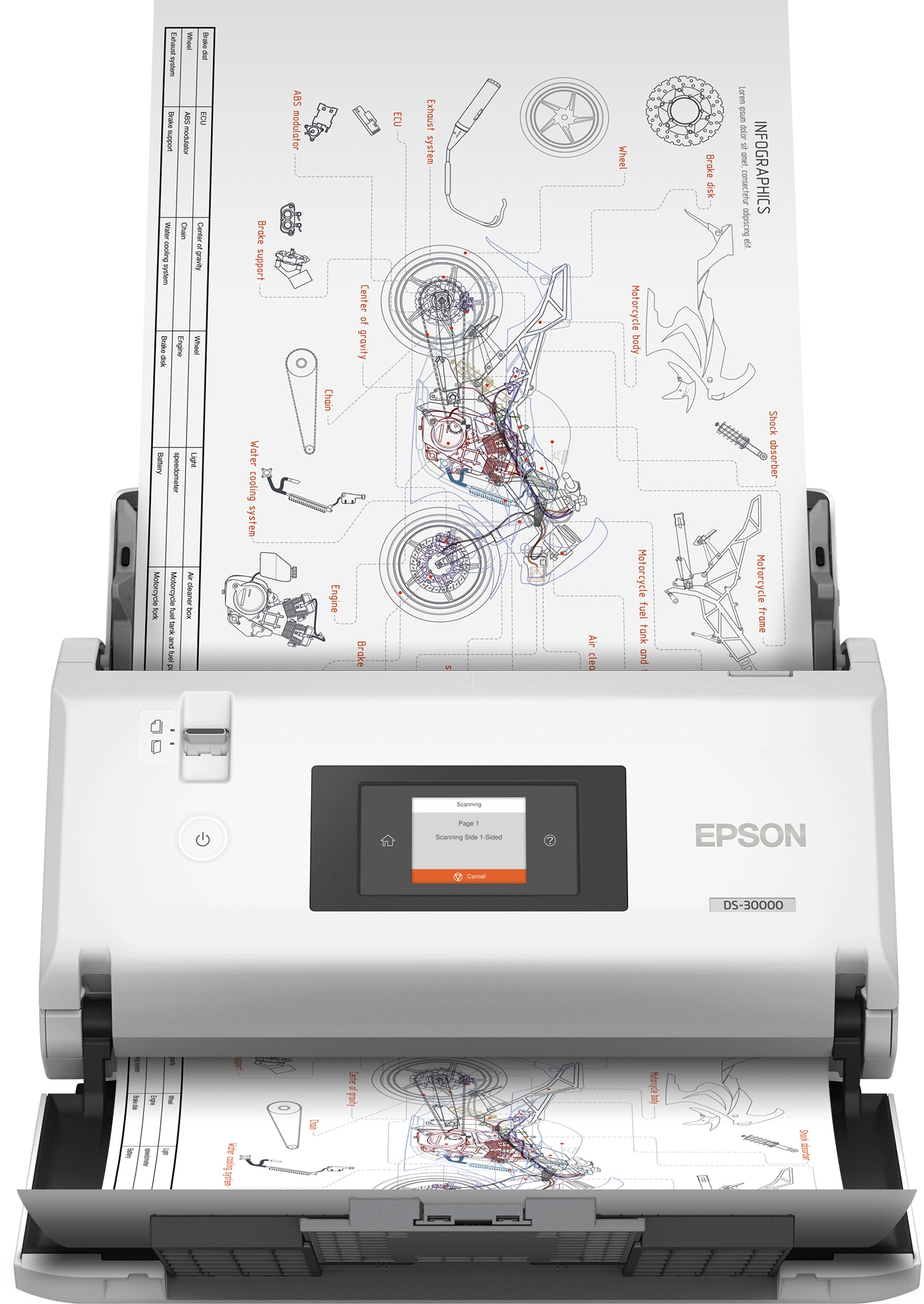 Epson WorkForce DS-30000 – Dokumentenscanner, A3, Duplex, 70 ppm, 600 dpi, ADF 120 Blatt, USB