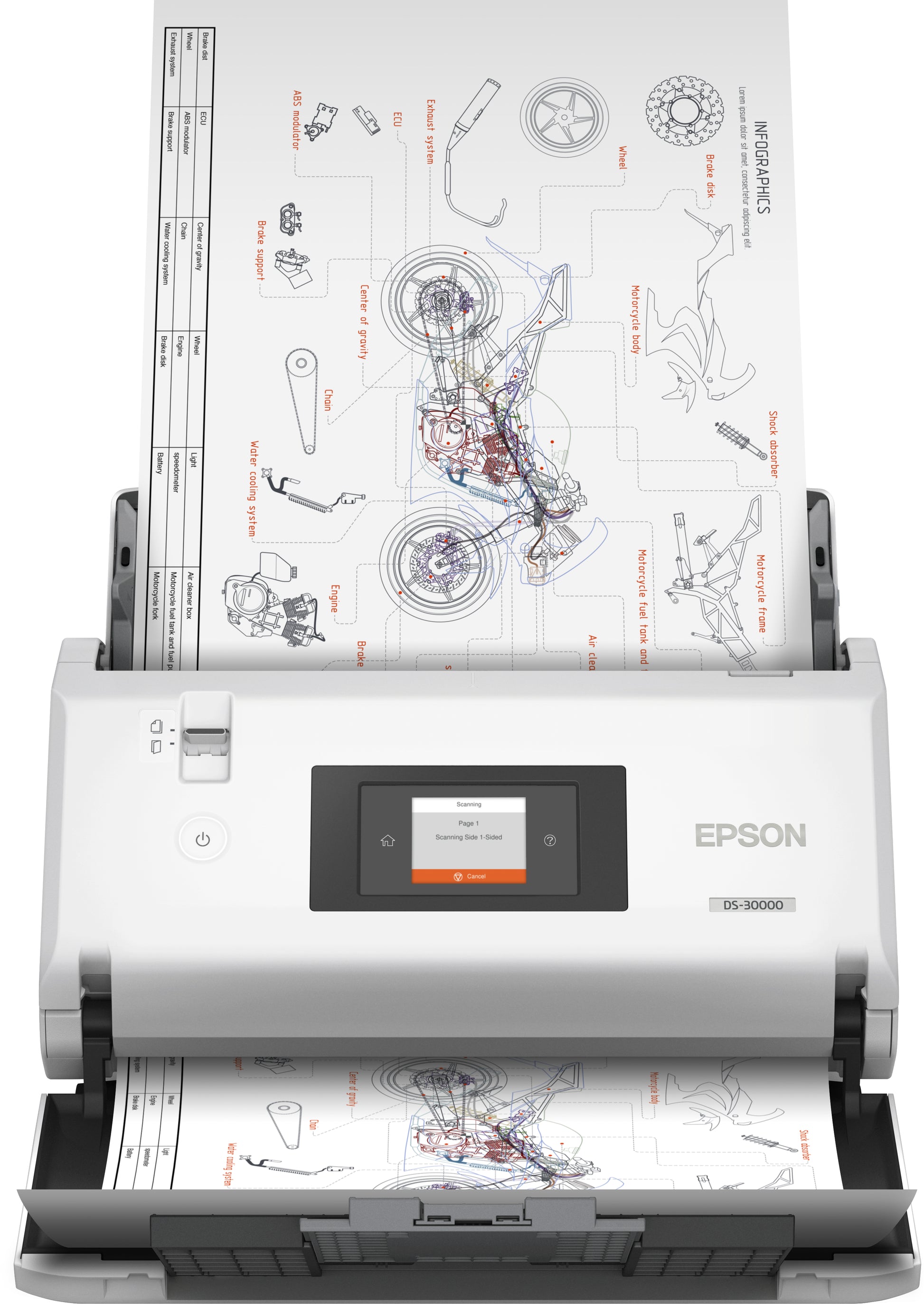 Epson WorkForce DS-30000 – Dokumentenscanner, A3, Duplex, 70 ppm, 600 dpi, ADF 120 Blatt, USB