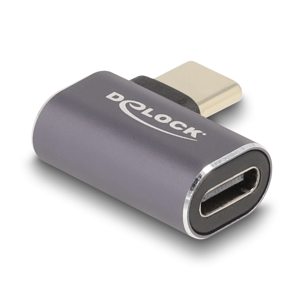 DeLOCK USB-Adapter USB-C auf USB-C – USB4 40 Gbit/s – PD 100 W – Abgewinkelt, Optisch – Anthrazit