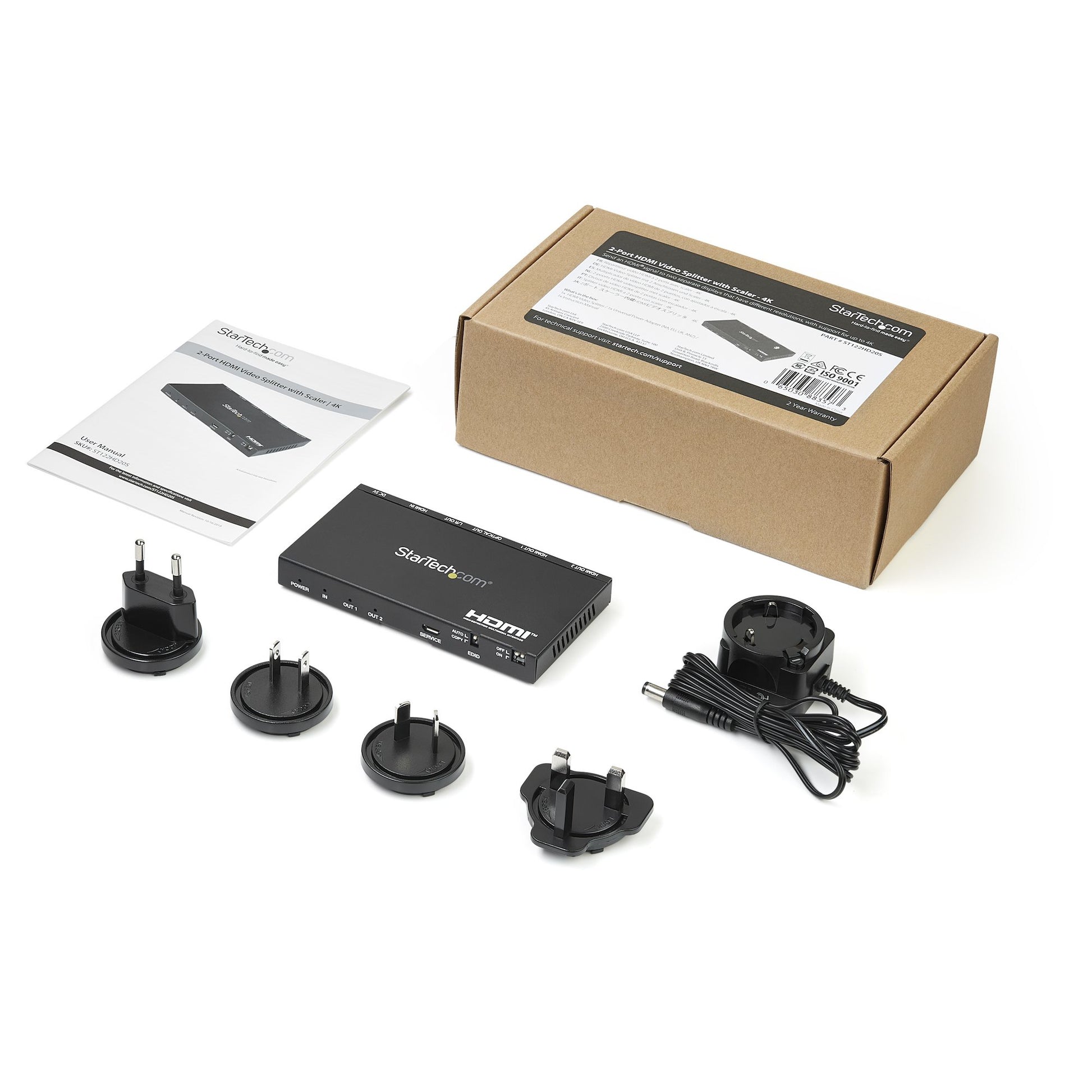 StarTech.com HDMI-Splitter 1×2, HDMI 2.0, 4K 60 Hz, Scaler, 7.1 Surround