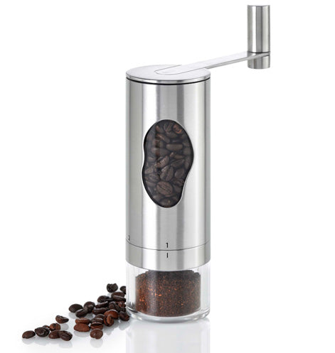 AdHoc Mrs. Bean – Kaffeemühle, Ø 6 × 18 cm, Edelstahl, Schlagmahlwerk, Silber