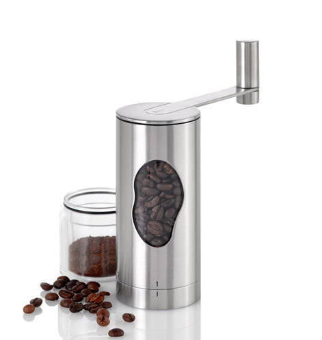 AdHoc Mrs. Bean – Kaffeemühle, Ø 6 × 18 cm, Edelstahl, Schlagmahlwerk, Silber