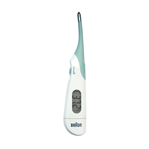 Braun Digitalfieberthermometer – Kunststoff/Metall, mehrfarbig, Speicherfunktion, für Axillar, Oral und Rektal