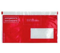 Elco Dokumententasche – C6/5 (229 × 114 mm), Fenster rechts, bedruckt, rot, selbstklebend – 250 Stück