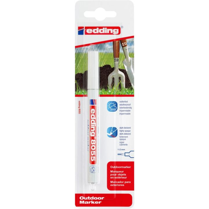 Edding 8055 Permanentmarker – Feine Spitze 1–2 mm – Weiss – für Glas, Metall und Kunststoff