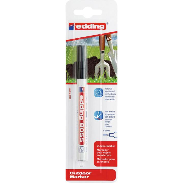Edding 8055 Outdoormarker – Feine Spitze 2 mm – Schwarz – für Kunststoff