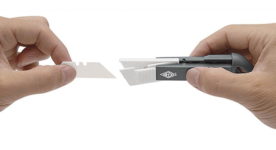 Wedo CERA-Safety Cutter Compact – Sicherheitsmesser mit 20 mm Trapezklinge, Keramikklinge, Grau