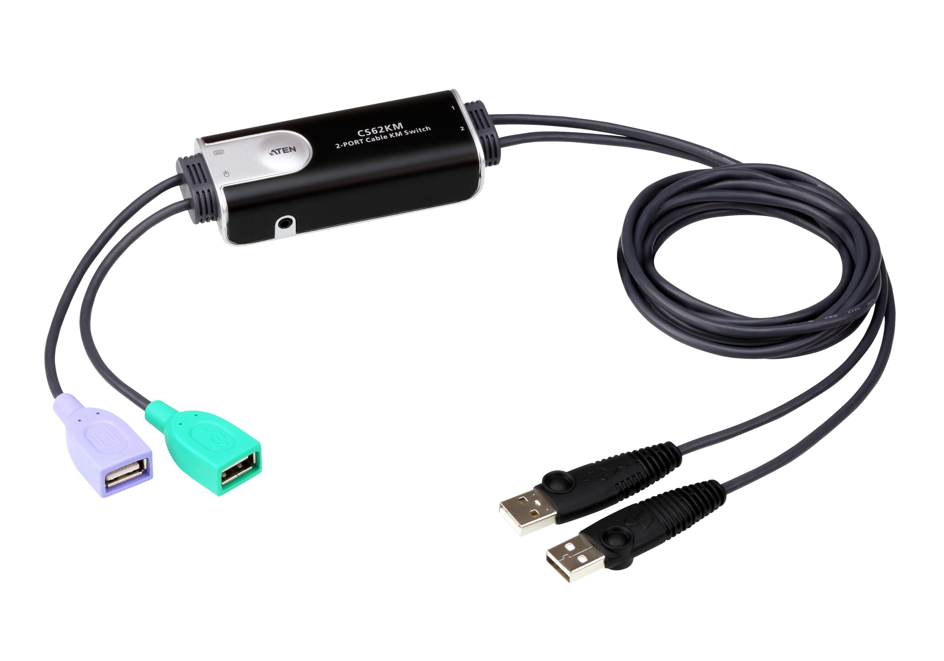 ATEN CS62KM – 2-Port KVM-Switch (lokal) – USB 2.0-Hub, Desktop