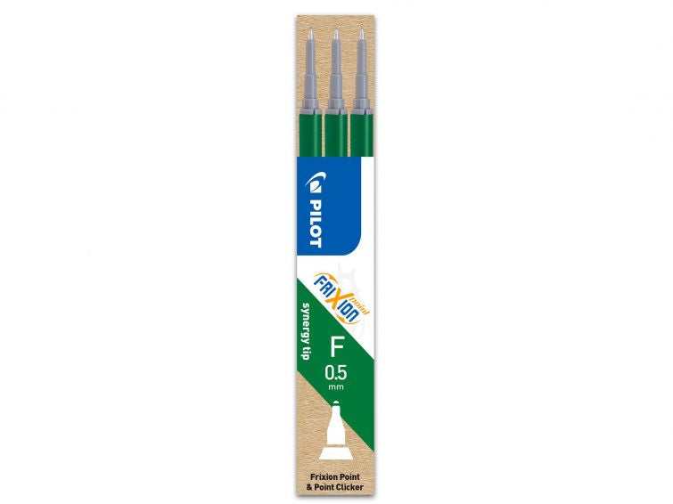 Pilot Rollerball-Mine FriXion – grün, 0,5 mm, löschbar, 3 Stk.