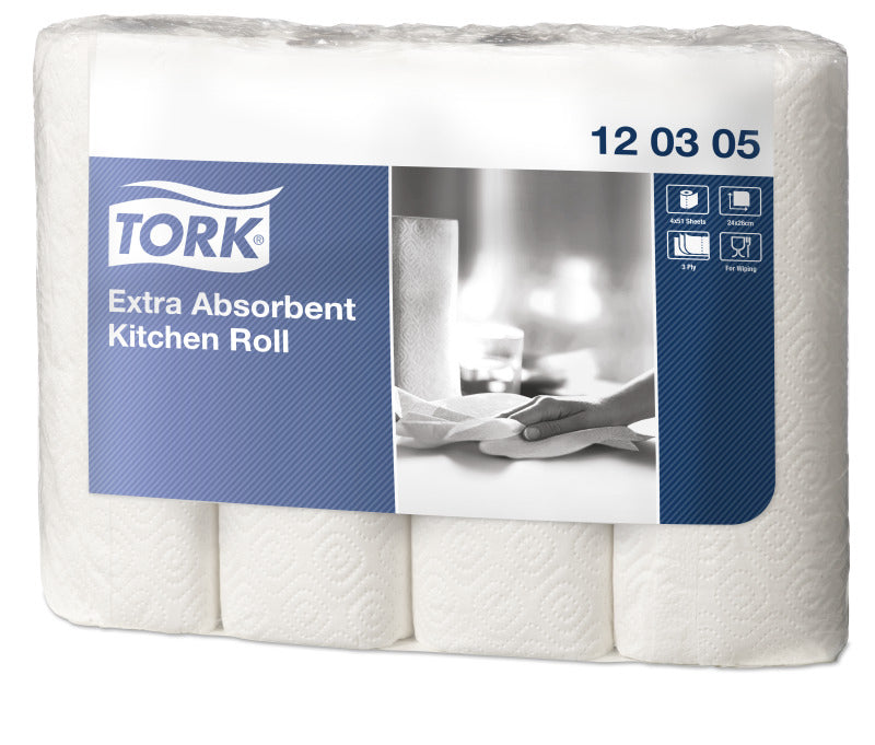 Tork Handtuchrolle – 3-lagig, Papier, weiss, 260 mm × 12,2 m, 4 Rollen