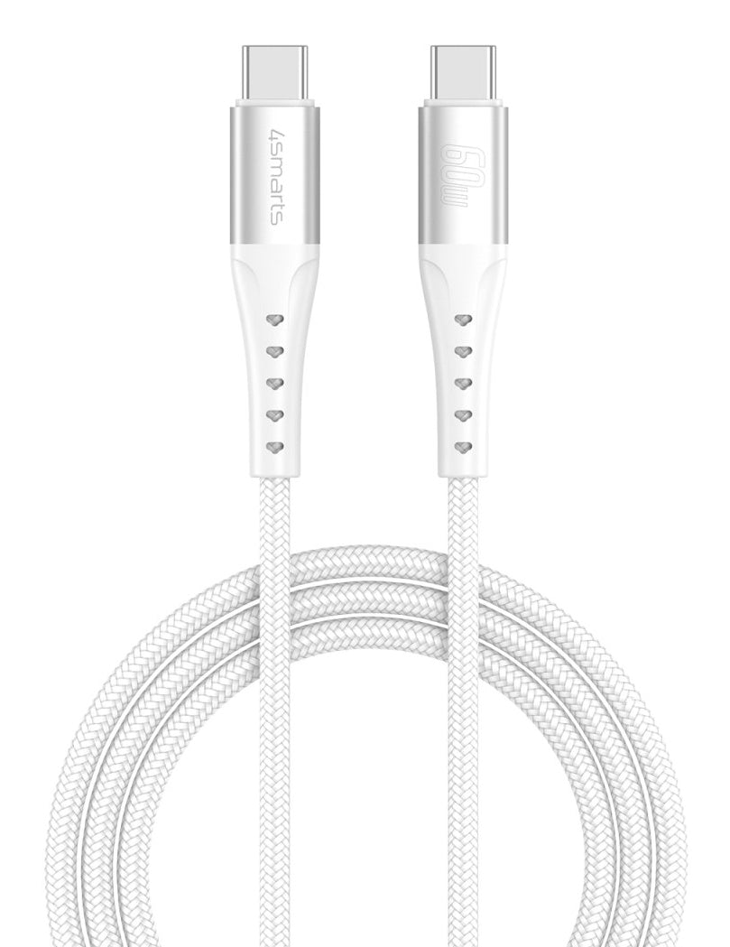 4smarts USB-C auf USB-C Kabel – USB 2.0 (480 Mbit/s) – 1,5 m – PD 60 W – Weiss – für Nintendo Switch und mehr