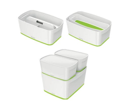 Leitz Aufbewahrungsbox – ABS-Kunststoff, Weiss/Grün, 31,8 × 12,8 × 19,1 cm