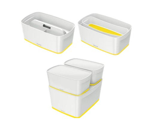 Leitz Aufbewahrungsbox – Kunststoff, Weiss/Gelb, 31,8 × 12,8 × 19,1 cm