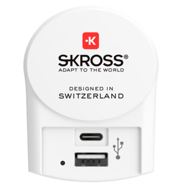 Skross Euro USB Ladegerät 2 Port USB-Ladegerät 40 W – USB-C×1, USB-A×1 – EU-Stecker (Typ C), weiss