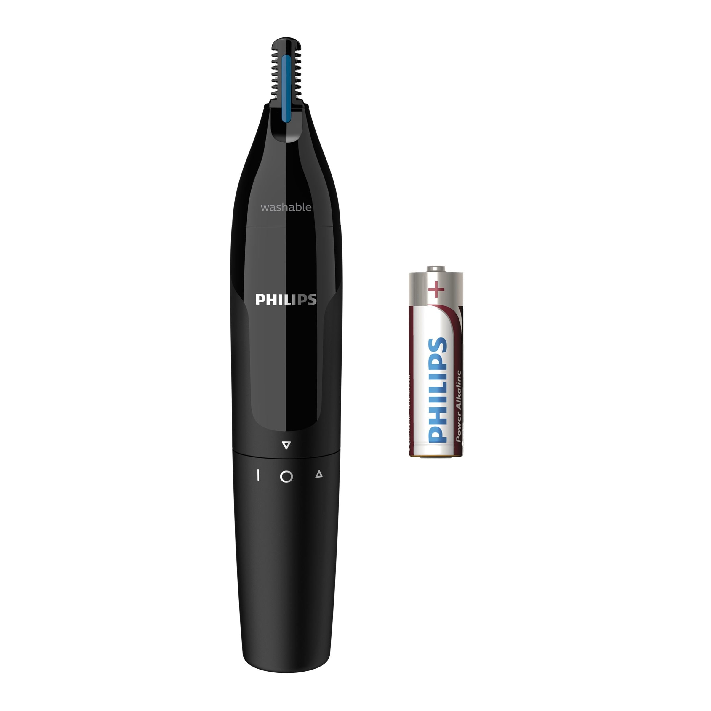 Philips Nasen- & Ohrenhaartrimmer NT1650/16 Serie 1000 – batteriebetrieben (AA), waschbar, schwarz