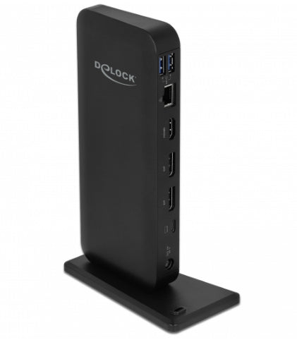 DeLOCK 87746 Dockingstation – USB-C, 2× DP, 1× HDMI, 3× USB-A, 85 W PD, GbE, 3,5 mm Audio, für USB-C-Laptops