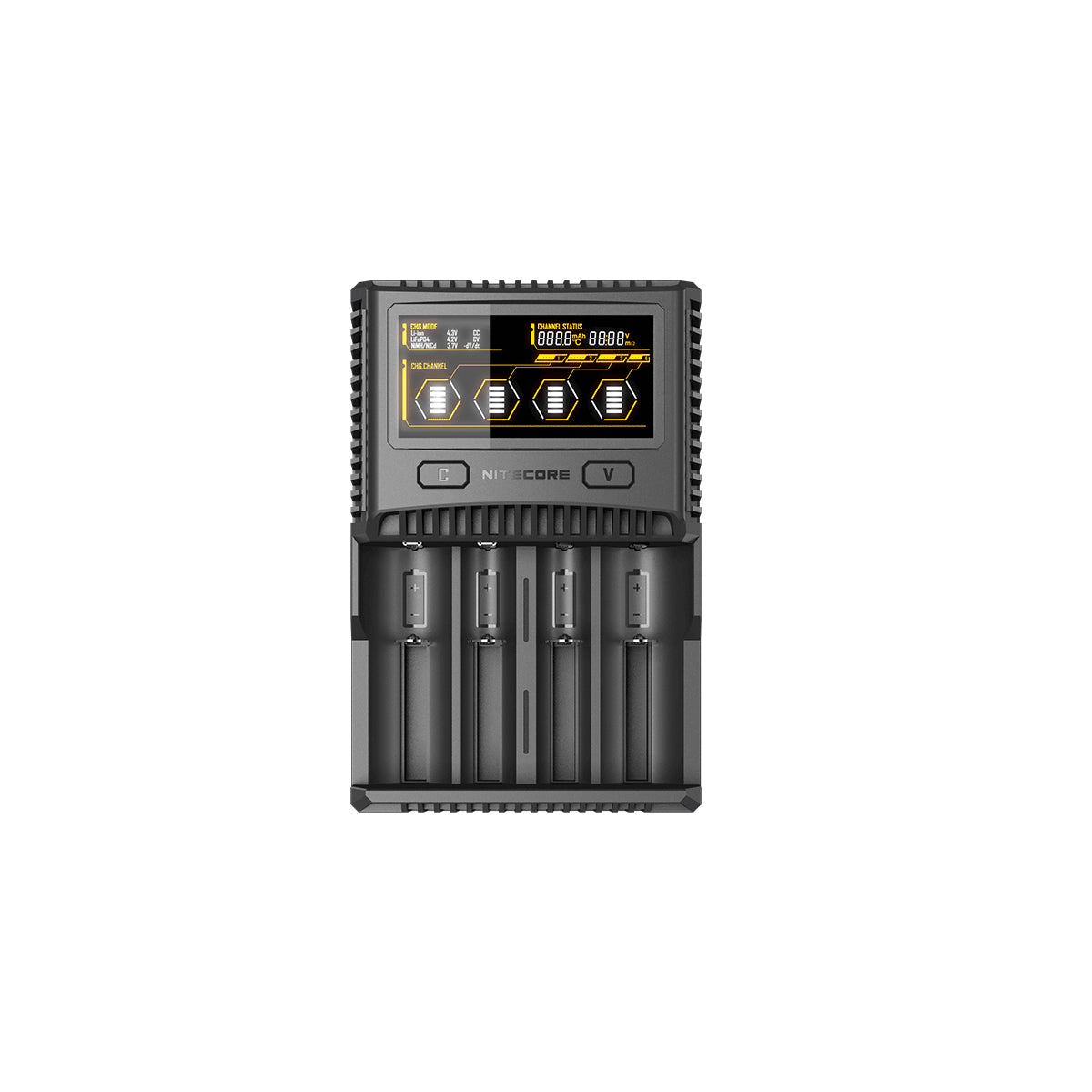 Nitecore SC4 Ladegerät – 9,1 W, LCD-Display – für AA, AAA, AAAA und andere