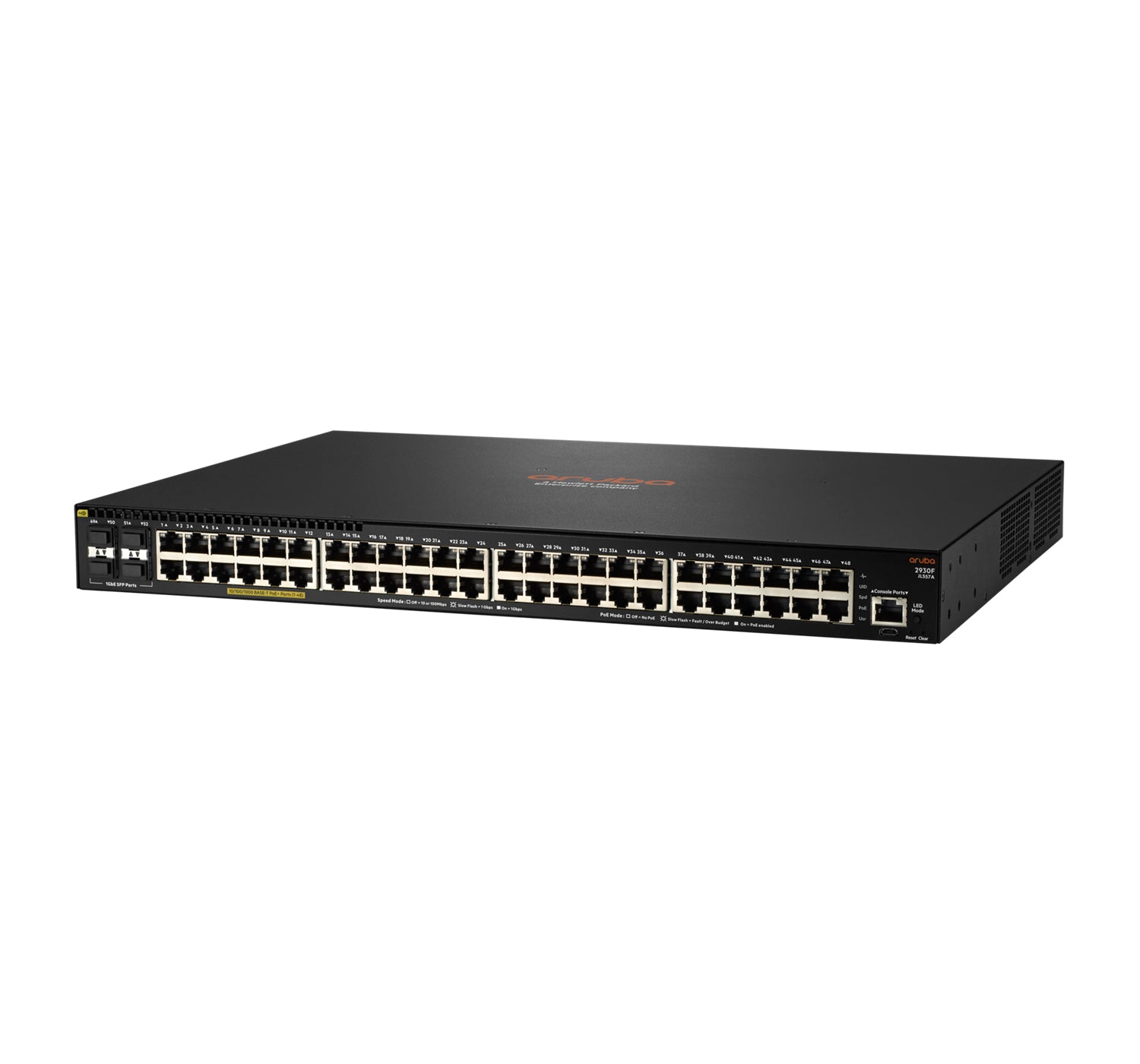 HPE Aruba 2930F – Managed Switch – 48×GbE, 4×SFP+, L3, PoE+ 740 W, 1U