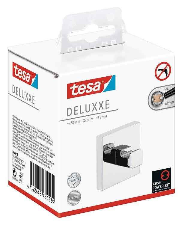 TESA Haken DELUXXE – Metall, Chrom, 6 kg, Wandmontiert, 5×3,9×5 cm