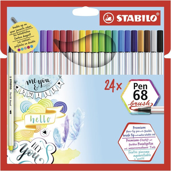 STABILO Filzstifte Pen 68 brush, Strichbreite 1 mm, 24 Farben