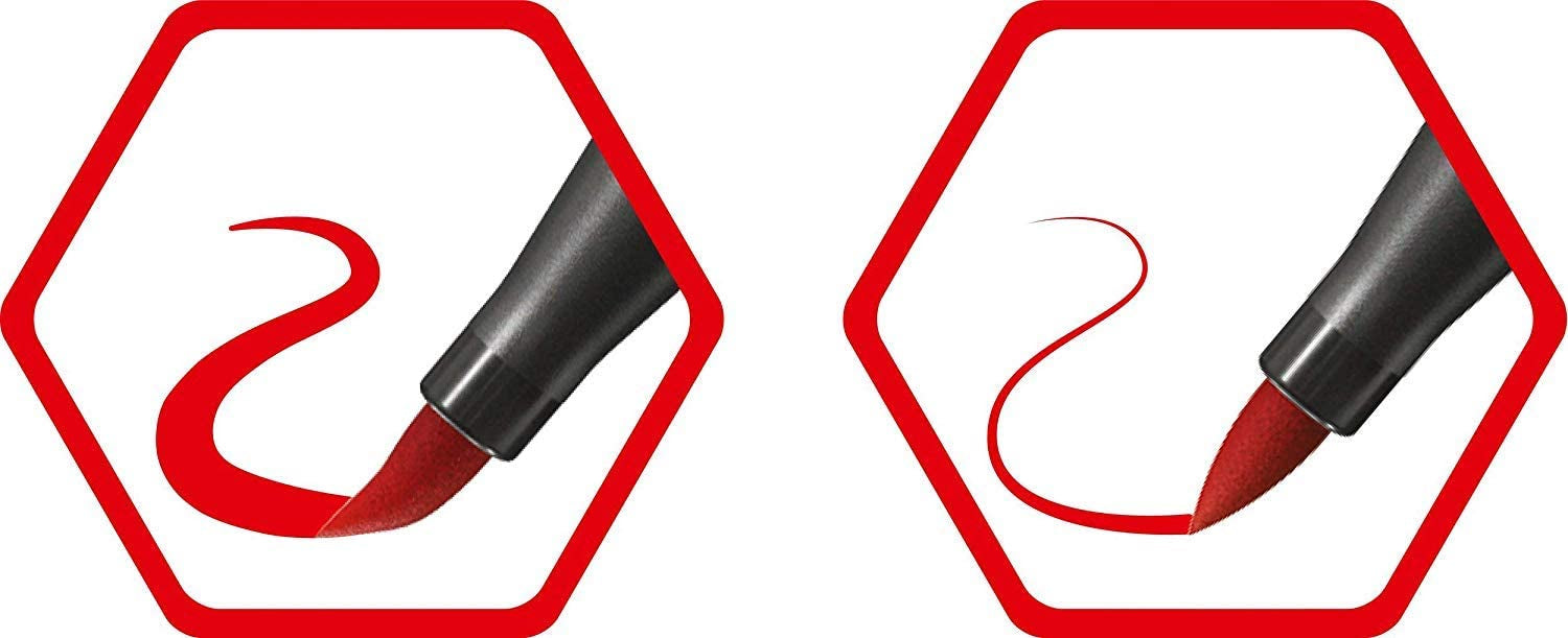 STABILO Pen 68 Brush Filzstift, Doppelspitze – Pinselspitze + Rundspitze, 1 mm, wasservermalbar, 20 Farben