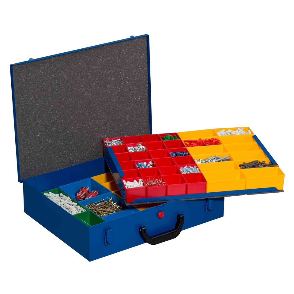 Allit EuroPlus Pro M 44/2L-59 Kleinteilekoffer – 59-teilig, abschliessbar, blau, B 440 × H 105 × T 370 mm