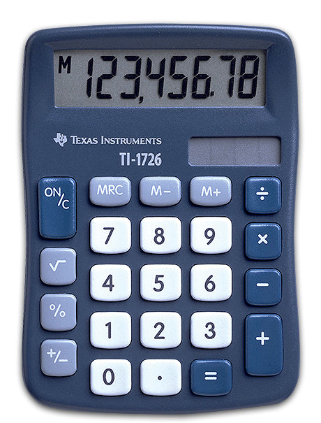 Texas Instruments Taschenrechner TI-1726 – 9-stellig – Solar/Batterie – Blau