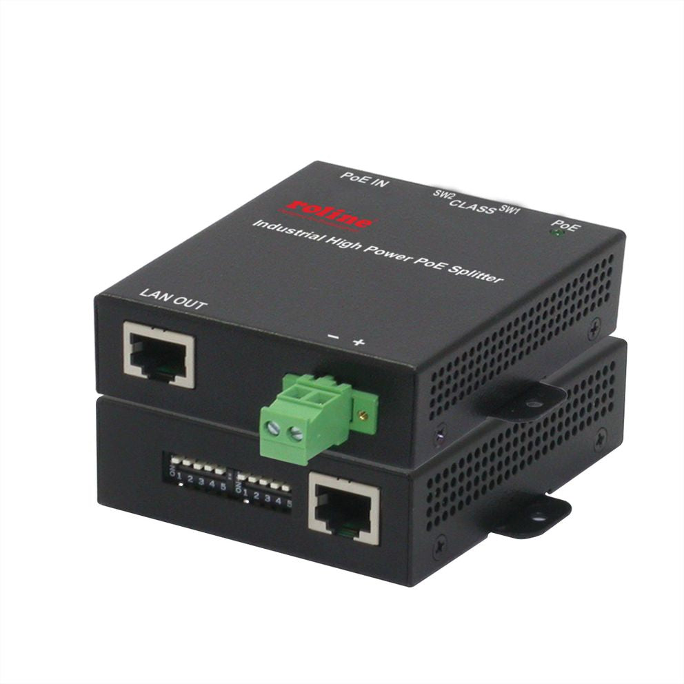 ROLINE High Power PoE++ Splitter – Gigabit Ethernet, 128 W, IEEE 802.3af/at, 1× Ein/Ausgang