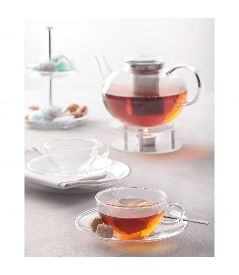 LEONARDO Teekanne – 1,5 l, Ø 23,0 cm, H 15,0 cm, Borosilikatglas/Edelstahl, mit Edelstahlsieb