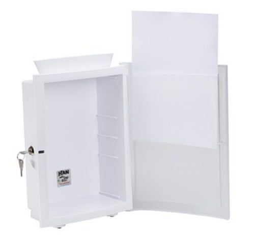 HAN Wandbriefkasten – verschliessbar, Kunststoff, weiss, 26 × 11,8 × 34 cm