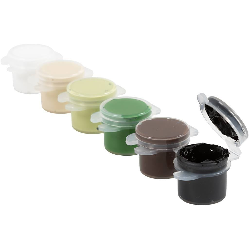 Creativ Company Hobbyfarbe Plus Color Acrylfarbe – 6 Farben, seidenmatt – 6×5 ml (30 ml)